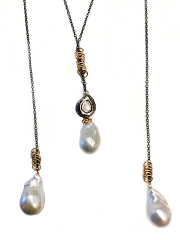 Baroque Freshwater Pearl Necklace with Diamond Pendant