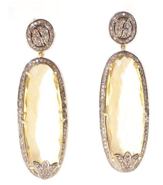 Lemon Topaz & Diamond Earrings