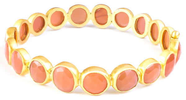 Peach moonstone bangle bracelet