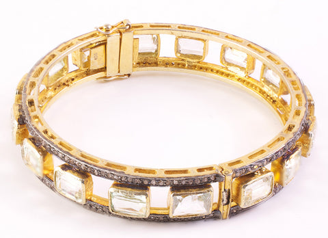 White tourmaline and diamond bangle bracelet