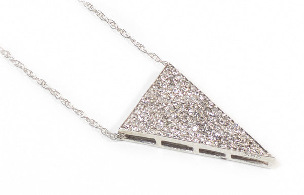 Solid Triangle Necklace - White Gold